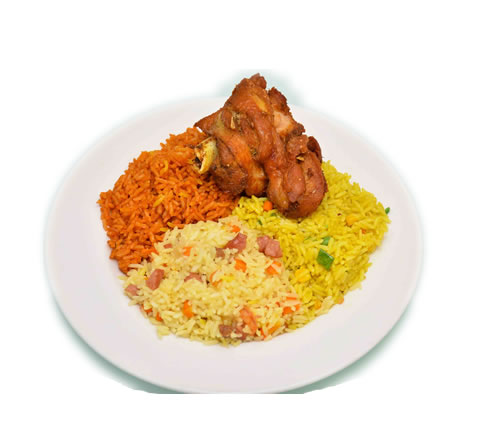 White/Jollof/Fried Rice with Chicken